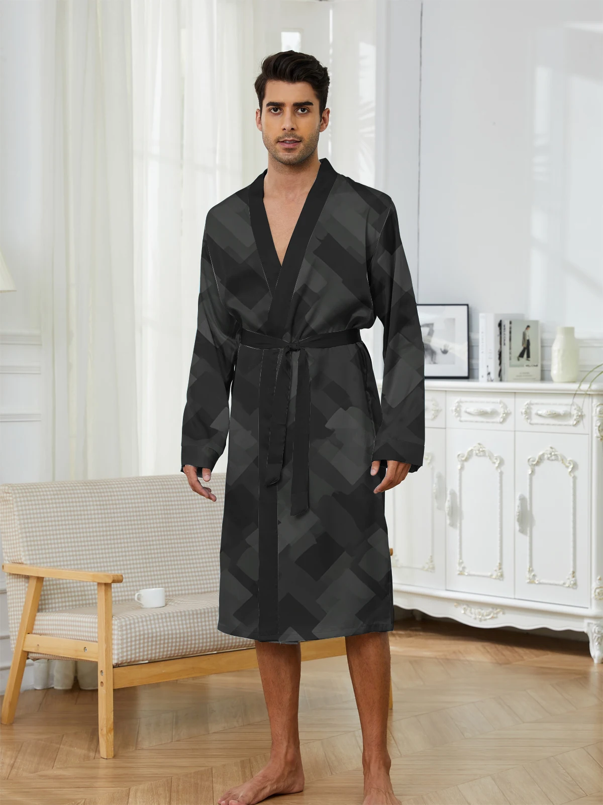 1pcs Men's Robes 2026 Spring/Summer Sleepwear Sleepwear Shower robe Funny pajamas 3D Printed Breathable Men's bathrobe Graphic