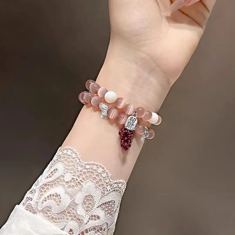 Purple Jade Beaded Strap for Mi Band 10 9 8 8Pro 9Pro Garnet Grape Wristband Bracelet for Redmi Watch 4 5 6 Replacement Women 22 view 3