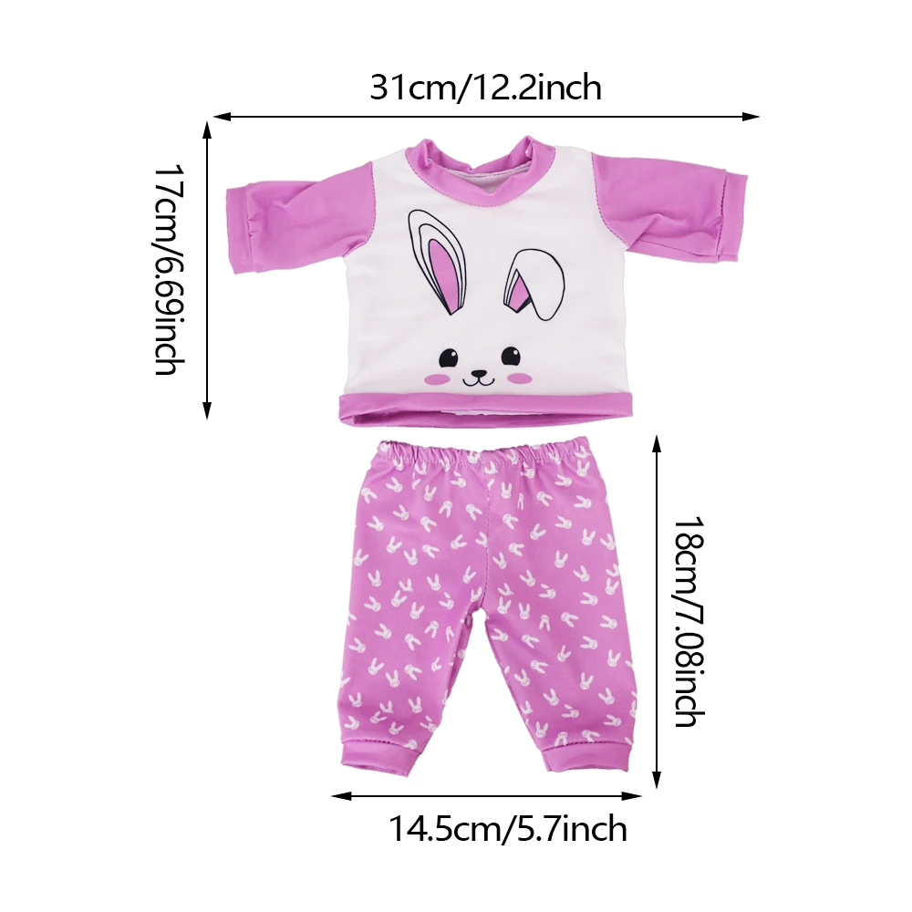 Zestaw ubranek dla lalek Kawaii ze wzorem zwierzęcym dla 43 cm lalki Born Baby, 18-calowa amerykańska lalka zabawki dla dziewczynek, prezent na