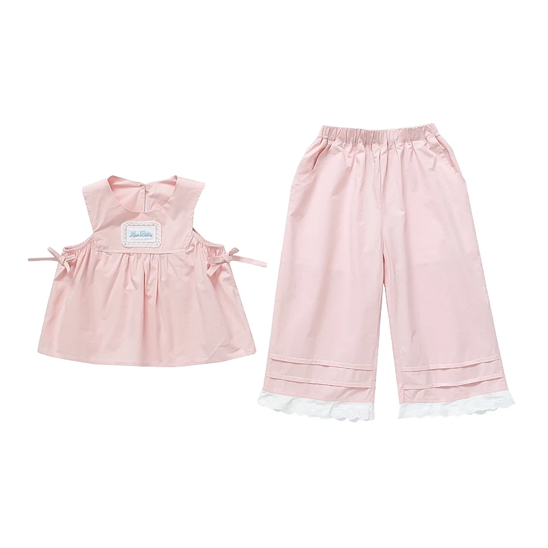 

Girls Clothes Set Vest&Pants Suits Child Two Pieces Of Short Top&Trousers Bottom Sweetheart Summer Casual Clothing Set Size 2-9Y