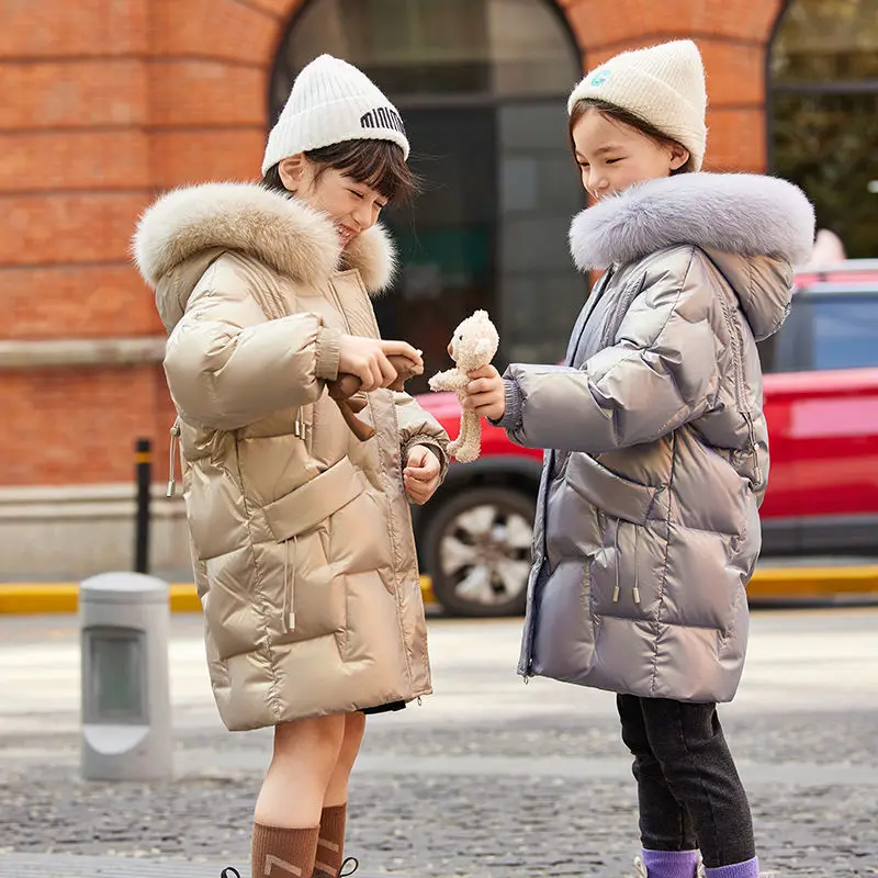 Childrens Parka Winter Jackets Kids Clothing 2024 Big Girls Warm Down Cotton-padded Coat Thickening Outerwear Clothes -30 Degree