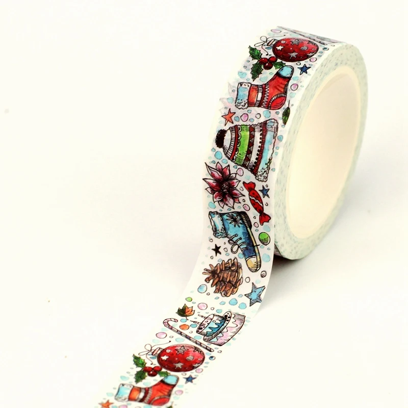 2025 NEW 1PC 10M Christmas Trees Snowman HO HO Deer Hat Star Washi Tape Set for Scrapbooking Masking Tape Cute Jounal Stationery