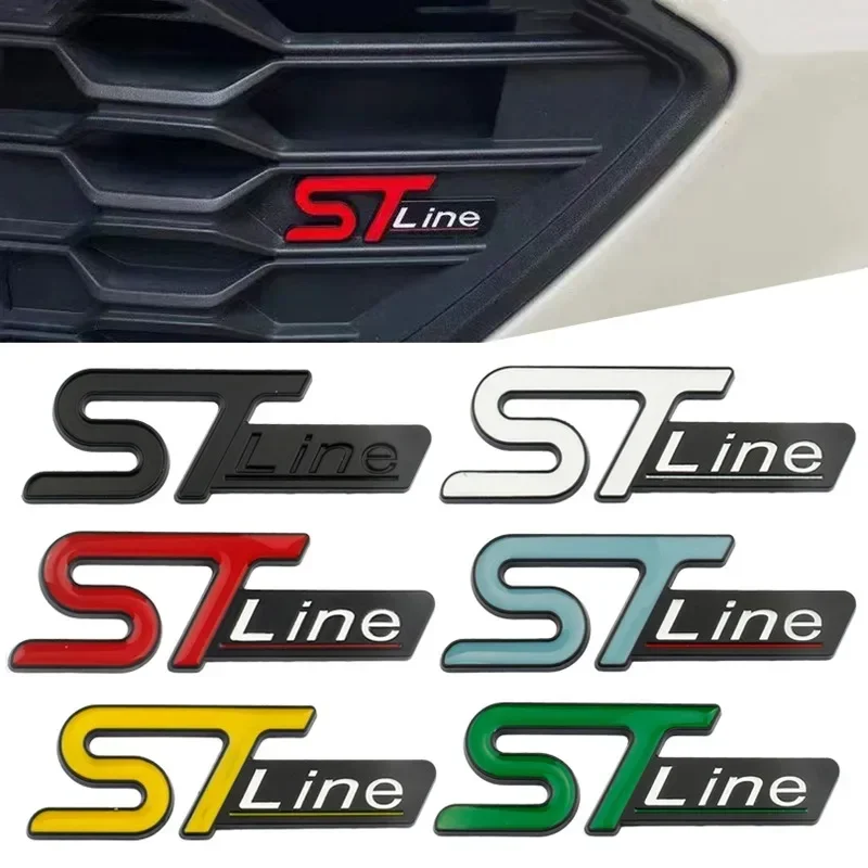 3D Metal ST Line Head Front Grille Car Trunk Emblem Badge Chrome Sticker For Ford Focus x 2 3 Kuga Fiesta  Mondeo Auto Styling