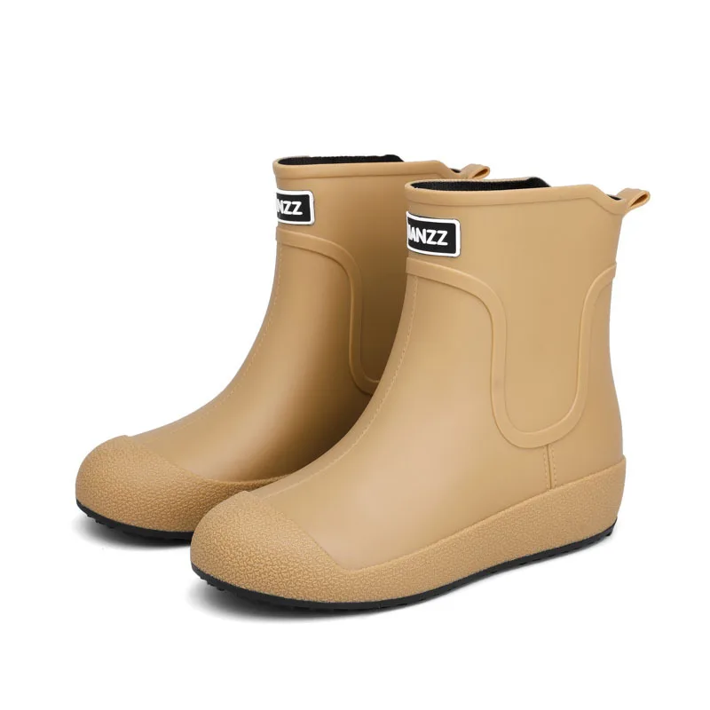 Chaussures de pluie à enfiler pour femmes, bottes de rinçage, bottes de pluie à plateforme non ald, bottes de jardin, chaussons de travail en caoutchouc, mode extérieure