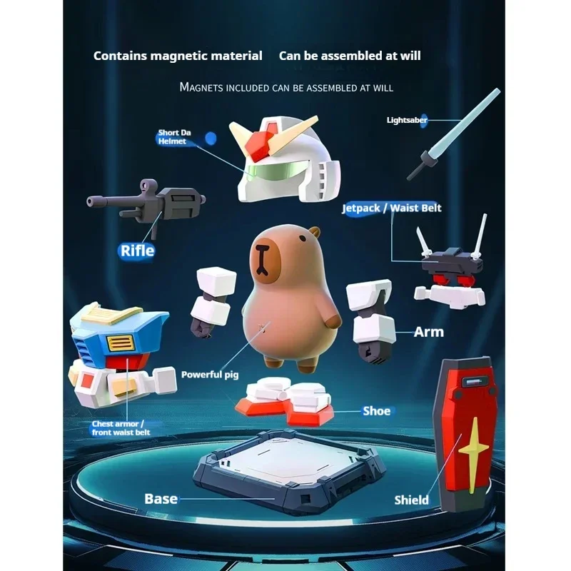 

Buildable Magnetic Capybara Mecha Toy Detachable Parts Action Figure Collectible Model Gift for Kids Adults