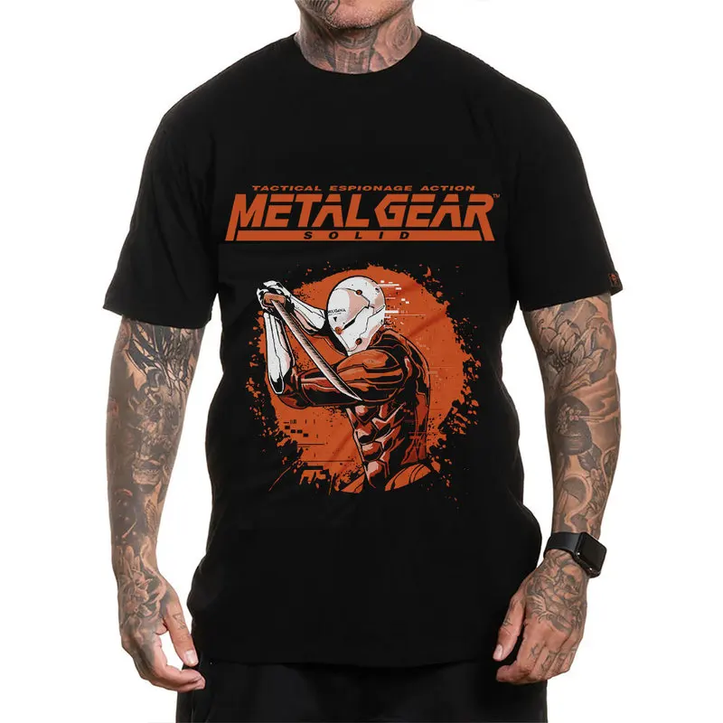 Metal Gear Solid MGS Game Gift T‑Shirt for Gamer Unisex Cotton Short Sleeve Tees Solid Snake Graphic Print Streetwear Tops