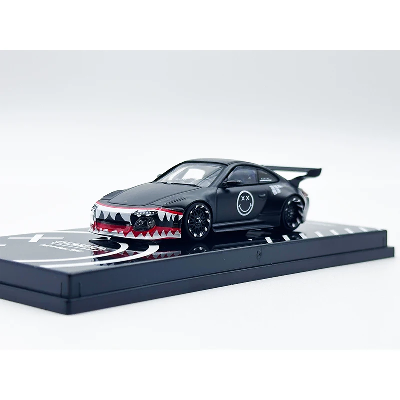 TW In Stock 1:64 Old New 997 Matte Black Shark Diecast Diorama Car Model Collection Toys Tarmac Works