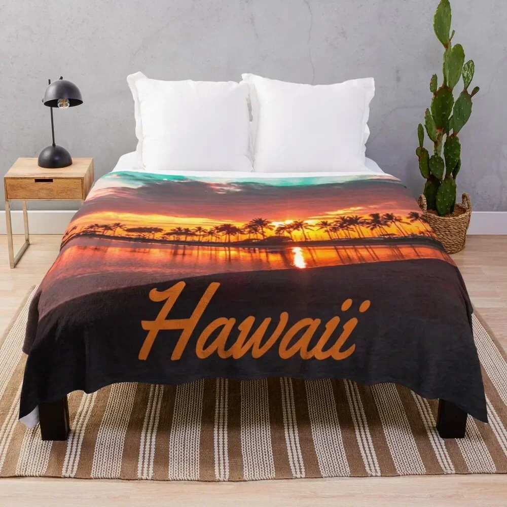 

Hawaii Beach Hawaiian Islands Throw Blanket Travel Size Cozy Blanket for Plane Train