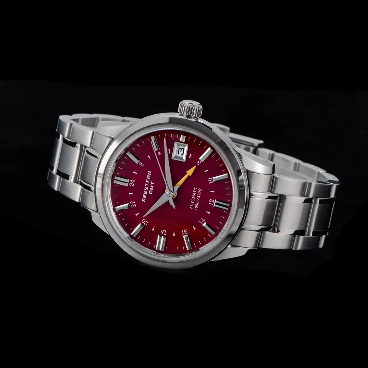 SEESTERN Men's Automatic Mechanical Wristwatch NH34 GMT Movement 10bar Waterproof Domed Sapphire Crystal Watch Limited S446 New