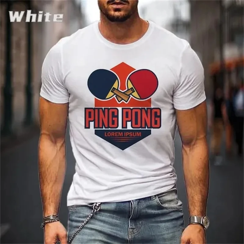 New Funny Men\'s Ping Pong Sport T-shirts 3D Print Table Tennis Tee Tops Fashion Casual Short-sleeve t Shirt Oversized Streetwear