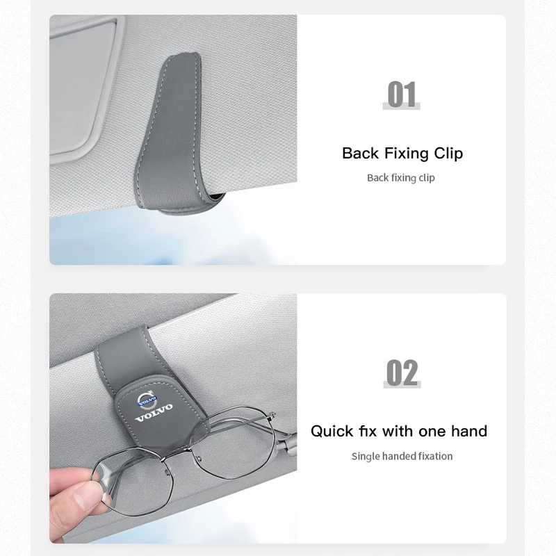 Afbeelding 6: Volvo Auto Bril Clip lederen Lenzenvloeistof Opslag Houder Accessoires Voor S80 V70 XC40 R FH500 C30 XC60 S60 V60 XC90 V50 V40 S90 T6