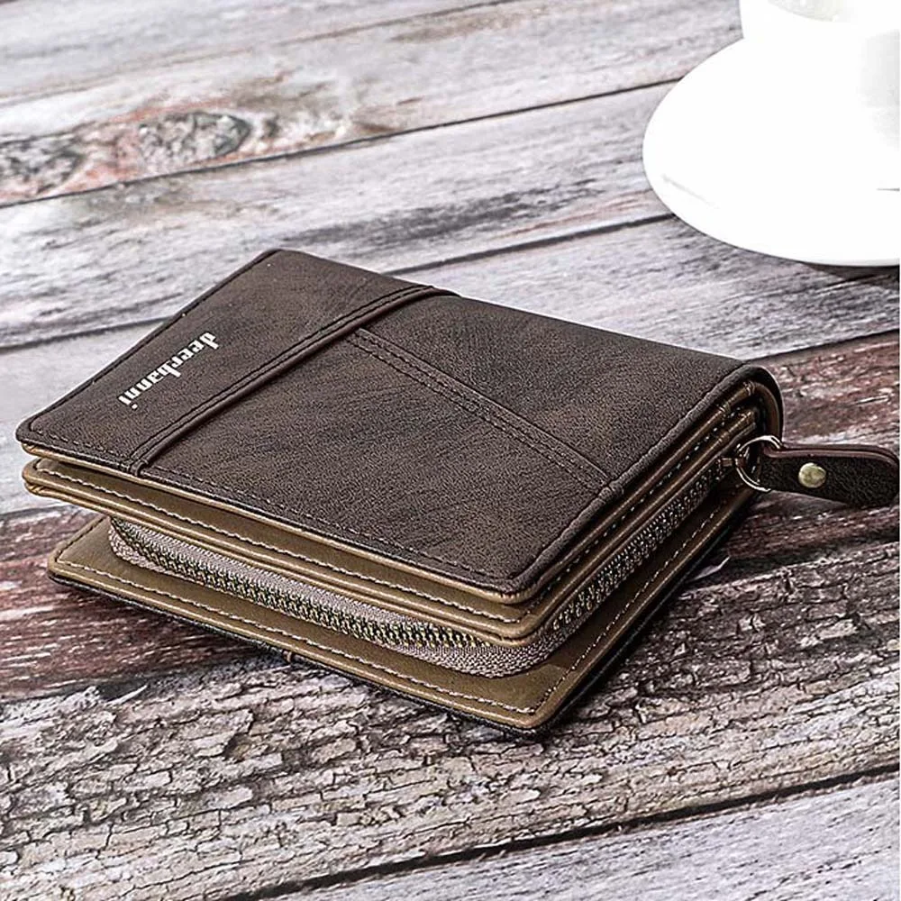 Portable Grey Coffee Blue Men Short Wallet Multi Function PU Leather Men Card Holder 2 Folds Card Holder Men Coin Purses Boy