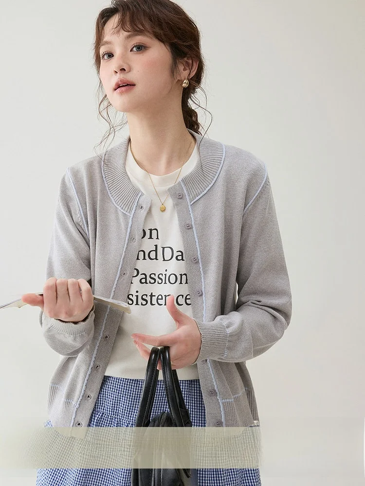 

AMUU Оригинальный вязаный кардиган с цветными блоками на одной пуговице, женский, для повседневной носки, модный топ, новинка весны, свободный крой, длинный рукав