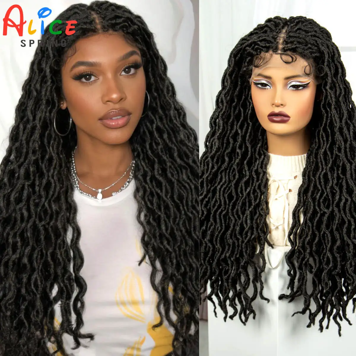 Dreadlocks Braided Wigs Synthetic Lace Front Butterfly Locs Braided Lace Wig for Black Women Crochets Braiding Hair Wig