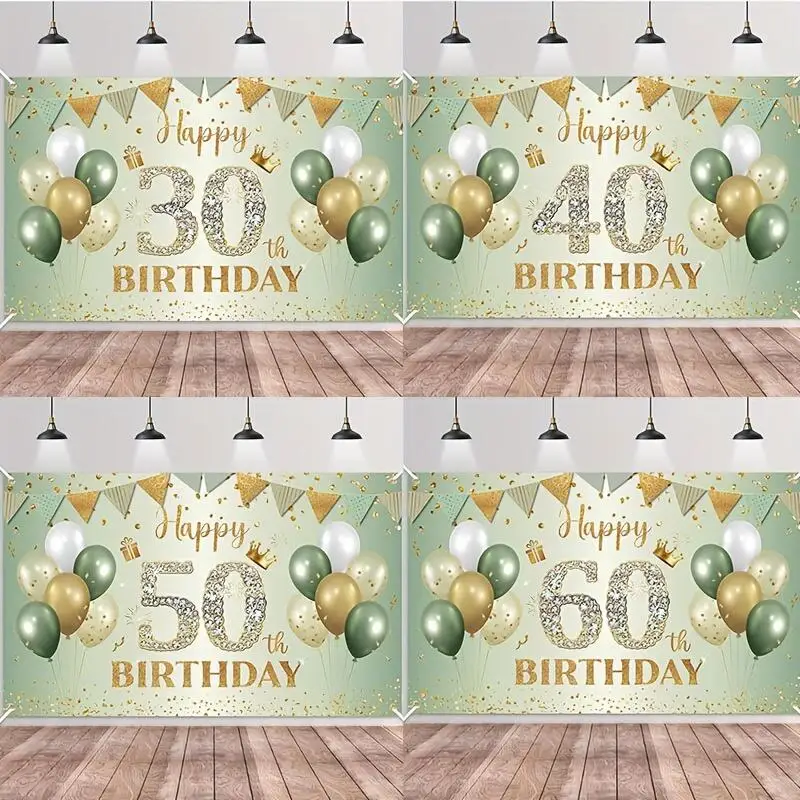1 SET Goldene Grüne Geburtstag Banner für 30 40 50 60. Geburtstag Party Hintergrund Banner Dekoration Liefert Für Fotografie