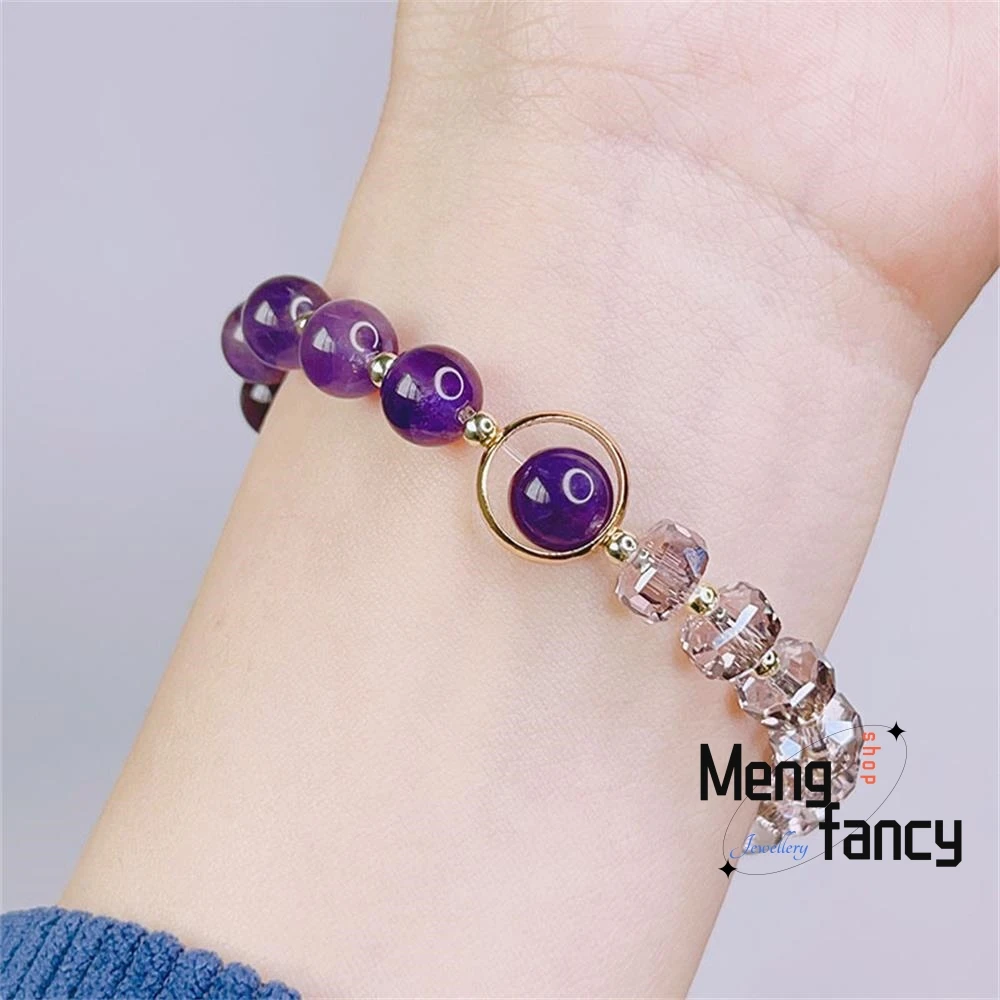 New Lucky Grass Amethyst Bracelet Female Simple Super-flash Crystal String Temperament Girlfriends Birthday Gift Fashion Jewelry