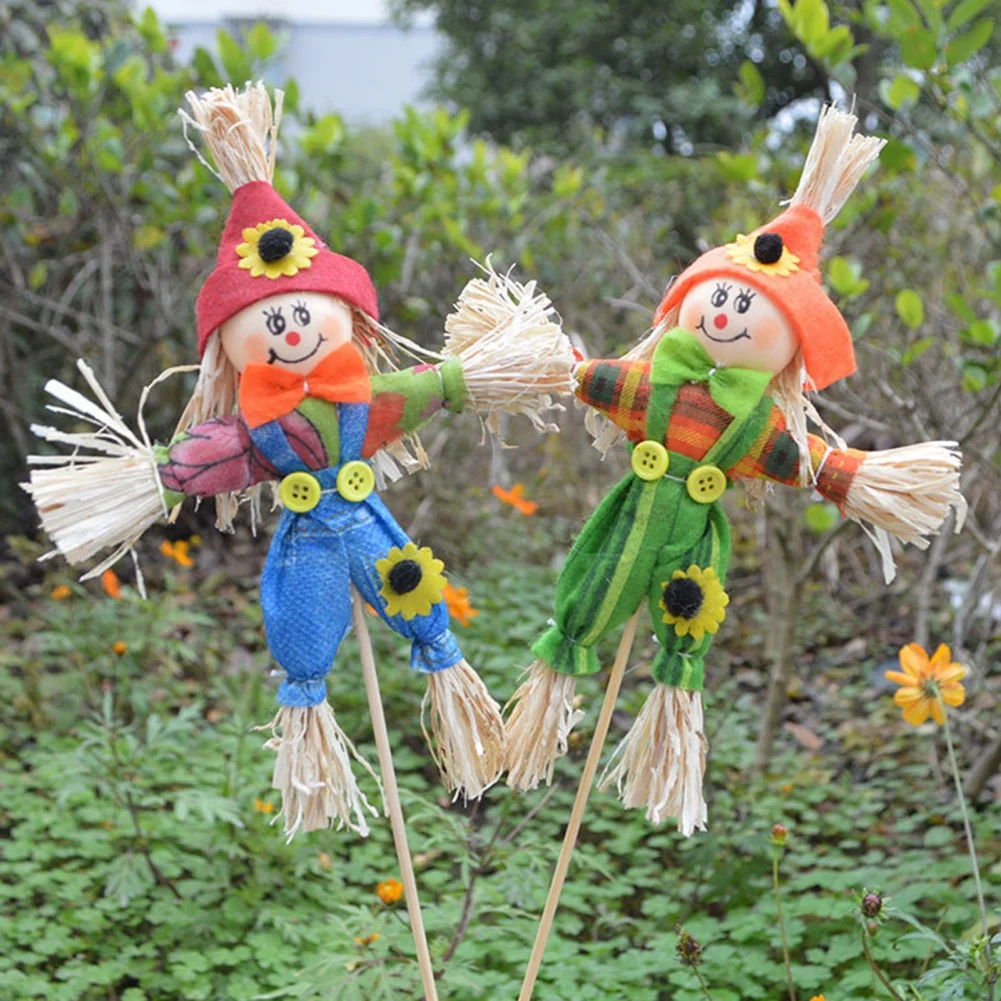 Autumn Fall Harvest Scarecrow Cute Fall Garden Scarecrow Ornament For Halloween Party Decoration Yard Lawn Signs Outdoor Decor