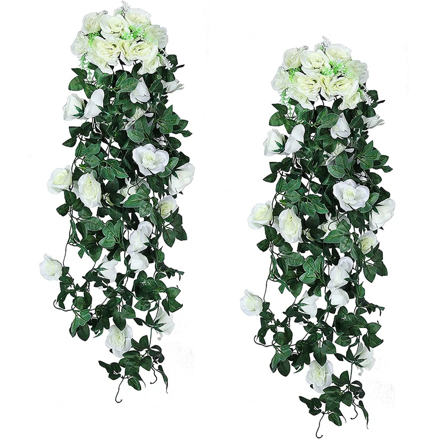 

1/2pcs Artificial Flowers Rattan Arch Hanging Rose Room Home Table Accessories Wedding Yard Outdoor Garden Wall Diy Gift Decor