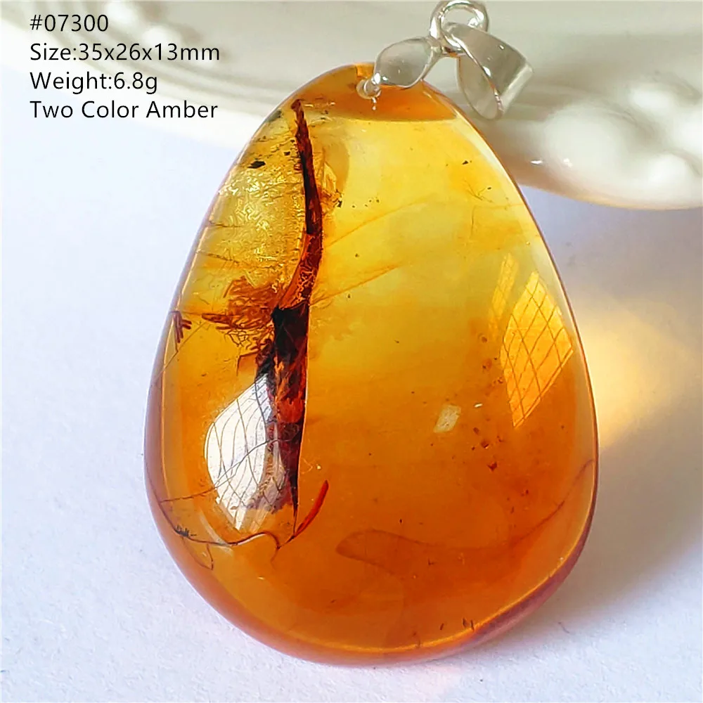 Natural Piebald Amber Pendant Necklace Water Drop Yellow Amber Necklace Pendant Beads Jewelry Reiki Stone AAAAAA