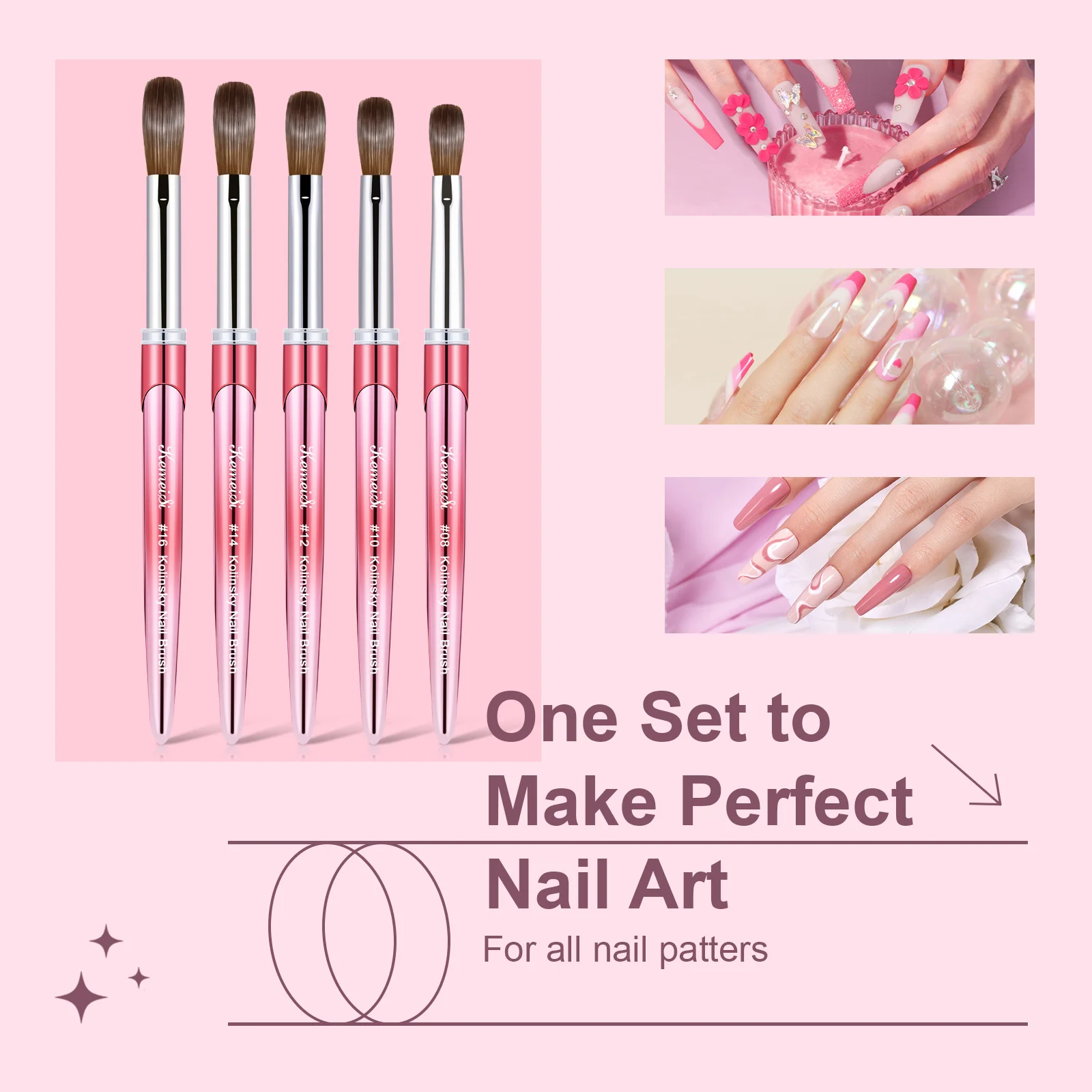 كولينسكي السمور الاكريليك فرشاة مجعد الأشعة فوق البنفسجية هلام نحت القلم السائل مسحوق DIY بها بنفسك مانيكير مسمار الرسم الساخن الوردي فرش فنية أدوات #5