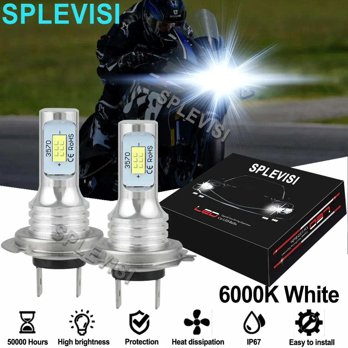 

2PCS Bright White Motorcycle LED Headlight Bulbs 6000K For Suzuki GSXR1000 600 750 Hayabusa Luces led Para Moto