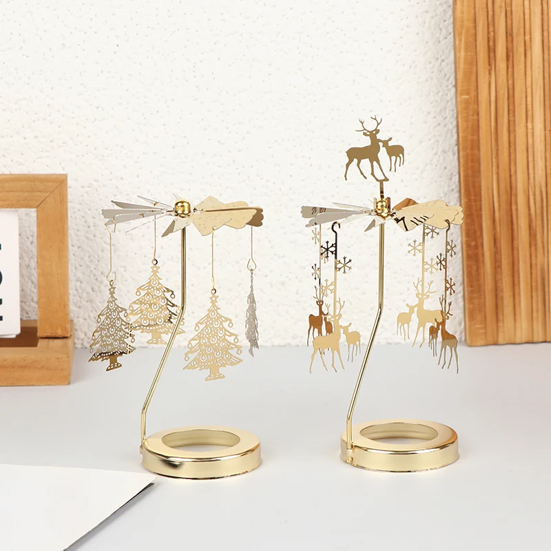 NEW 1Pc Metal Hot Rotating Candle Holder Lamp Gold Christmas Candle Holder Home Dining Dinner Party Wedding Party Candle Holder