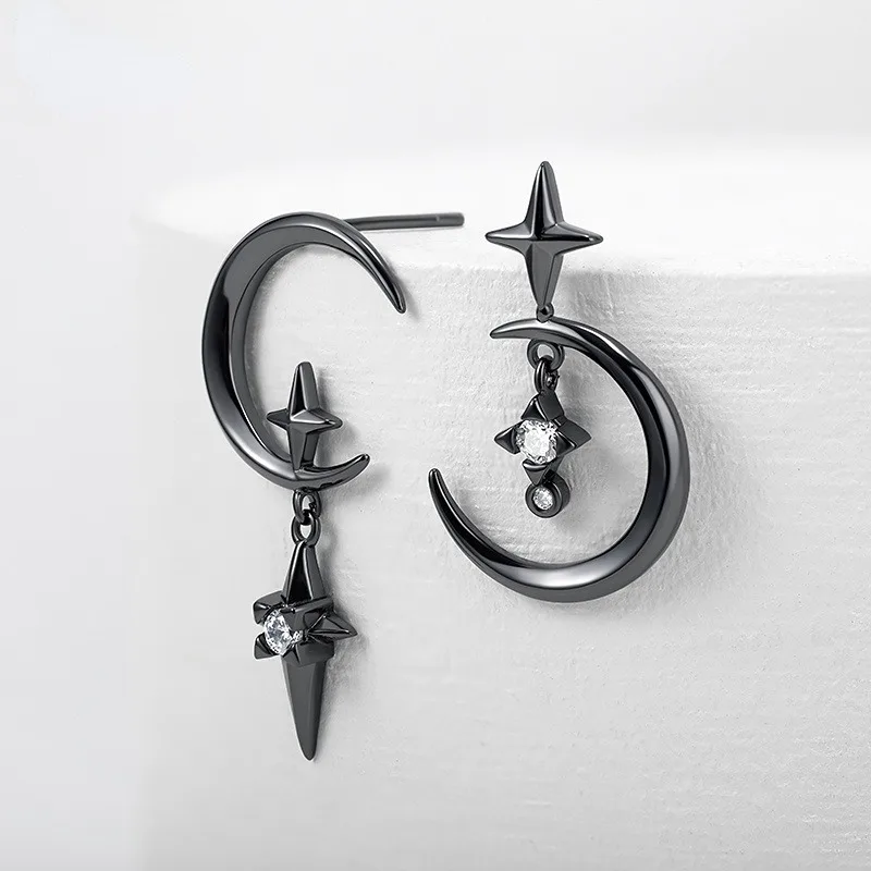 

European and American style niche design, star and moon combination, simple, sweet, cool, and cold style earrings
