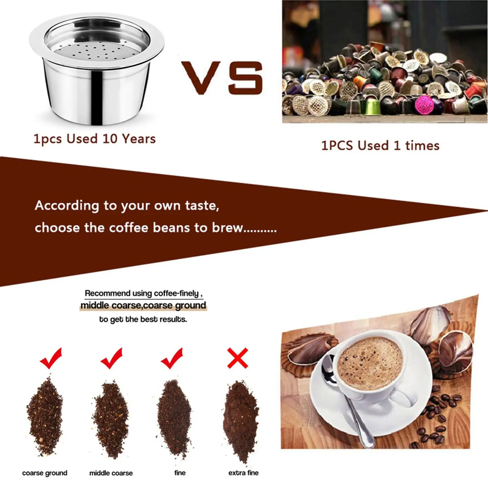 Reusable Espresso Coffee Capsule Pods Stainless Steel Filter Kit Pod Holder Coffee Accessory for K Fee Machines