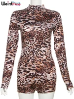 Weird Puss Leopard Print Romper Women 2024 Autumn Trend Hipster Long Sleeve O-Neck Skinny Stretch Streetwear Sexy Playsuits - Image 6