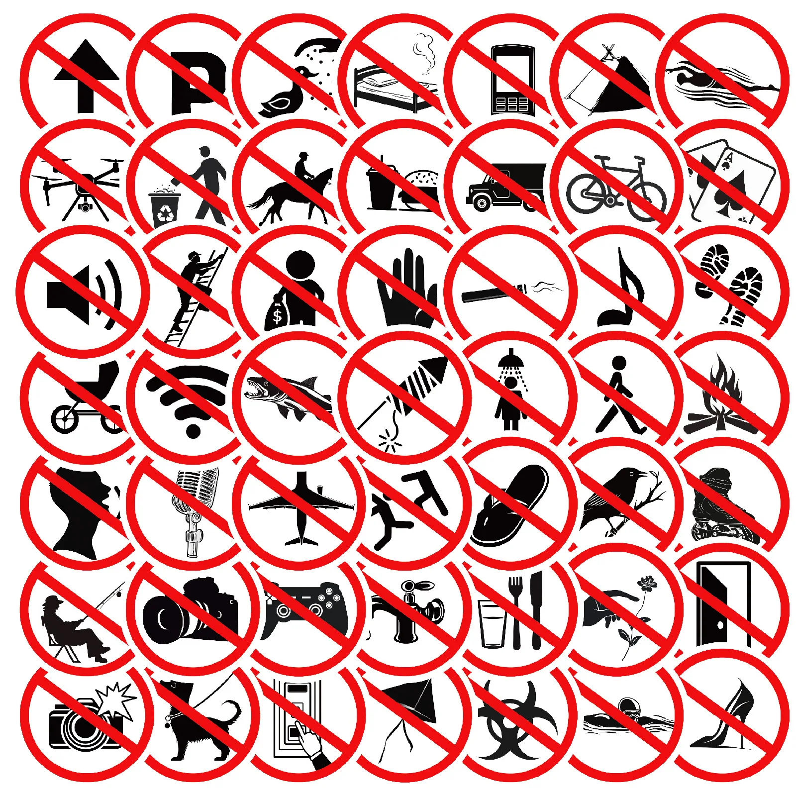 

10/50PCS Funny Cartoon Warning Sign Graffiti Stickers Water Bottle Decals Laptop Cup Notebook Phone Waterproof Bicycle Stickers