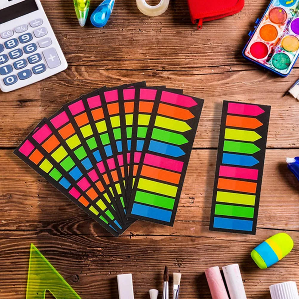 

8 Sets Paper Page Marker Sticky Memo Pad Colorful Self Adhesive Book Tabs Easy Reposition Removable Marking Stickers for Study