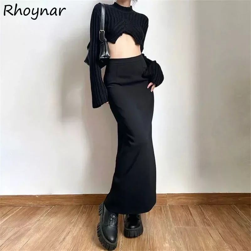 

Back-slit Skirts Women Designed Hip-covering Back-slit High Waist Cool Temperament Ulzzang All-match Casual Spring Girls Daily