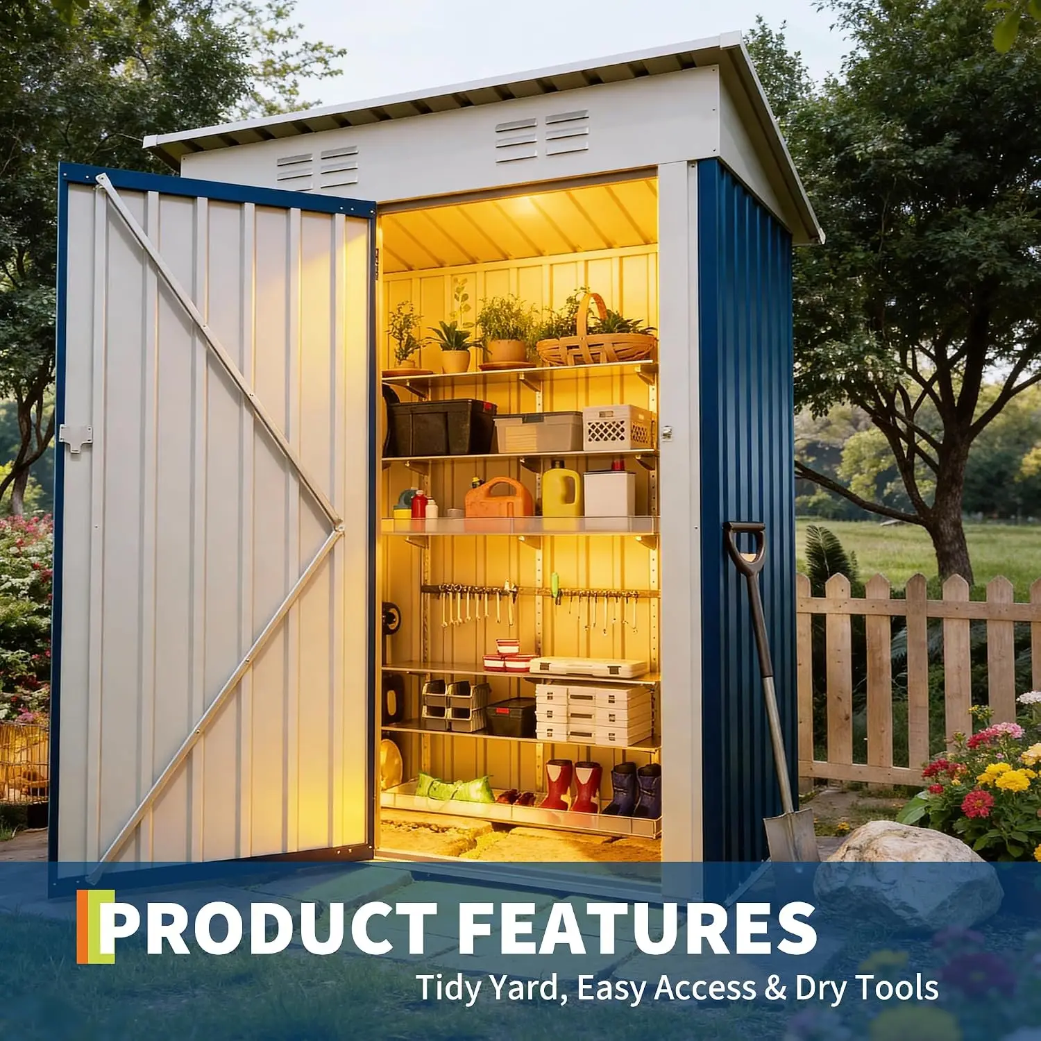 Outdoor Storage Shed 5x3 ft (152x91 cm) – Heavy-Duty Metal Garden Shed with Lockable Door & Weatherproof Anti-UV Sloping Roof, for Bike, Tools & Garbage Bin, Backyard