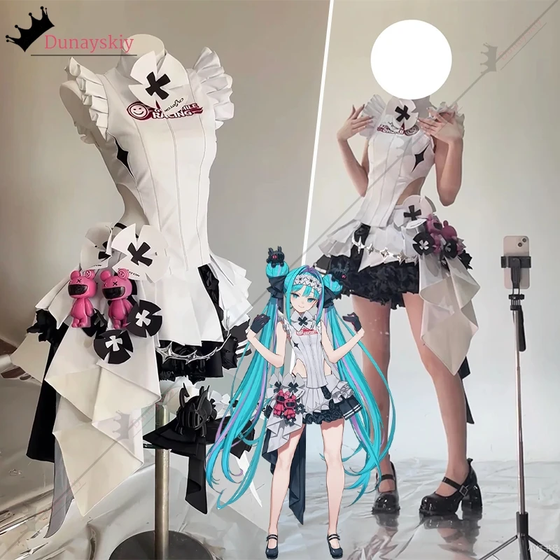 ボーカロイド-レーシングミク-2026-カフェver-コスプレフルセット女性コスチュームホワイトカフェレーシングユニフォームハロウィンロールプレイ服