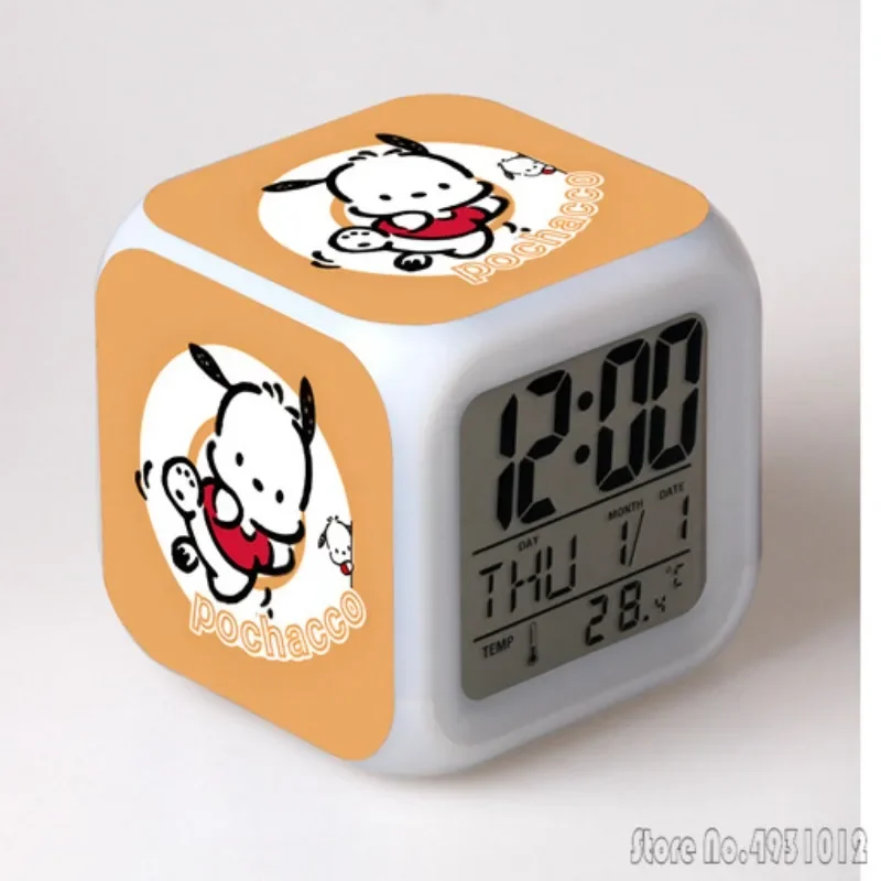 Anime Cartoon Sanrio Cinnamoroll Alarm Clock Creative Student 8x8x8cm LED Cube with Colorful Light Display Time Week Month