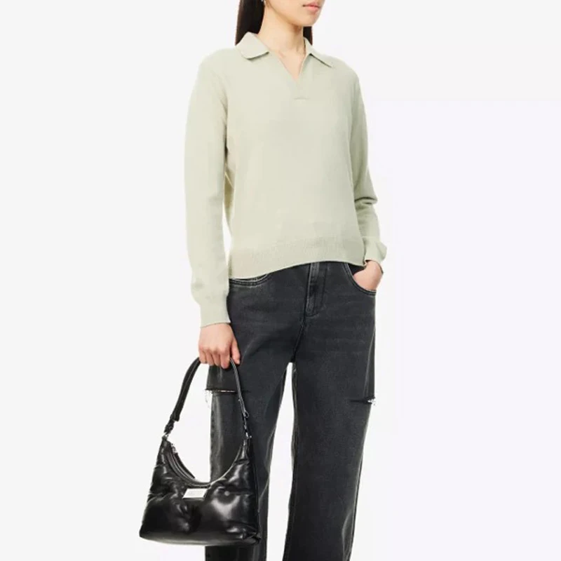 

Casual Loose Knitted Sweater Collar Overhead Sle mat Design Women's Winter Faion Comfortable Versatile Top