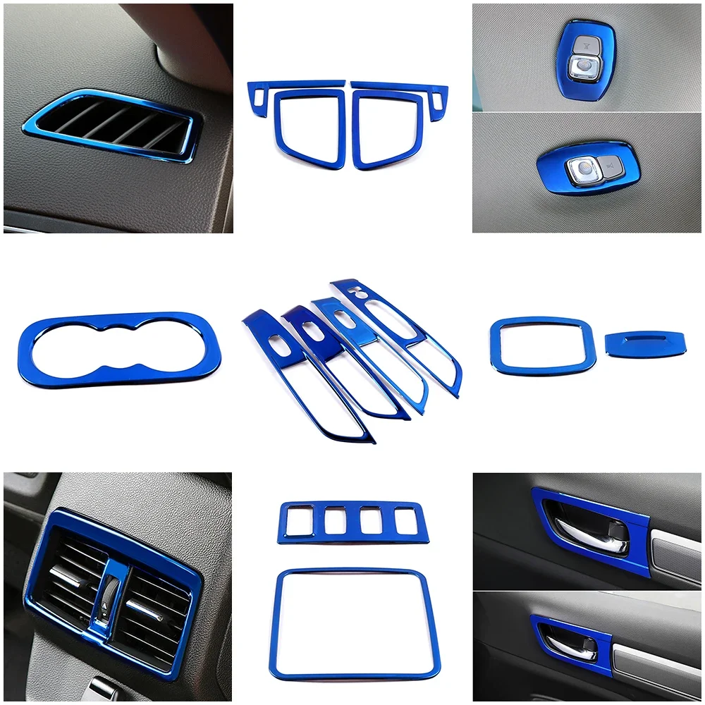 For Renault Koleos 2017-2020 Blue Color Stainless Steel Center Console Dashboard Protection Frame Cover Trim For Samsung QM6