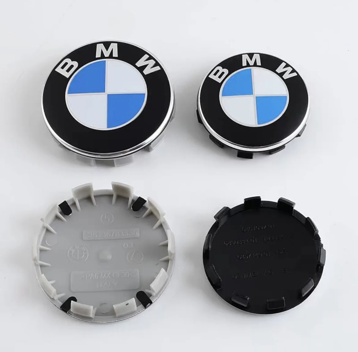 4 قطعة الأزرق والأبيض 68 مللي متر 56 مللي متر 60 مللي متر شعار غطاء العجلة ، مناسبة لسيارات BMW F02 F18 F35 G20 G03 G05 F10 E93 F20 E87 E30 E46 E28