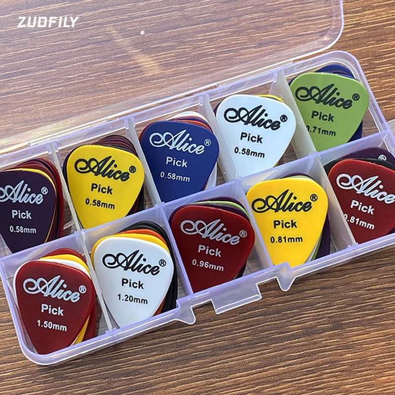 24/30/40/50pcs Guitar Picks 1 Box Case Alice Acoustic Electric Bass Plectrum Mediator Musical Instrument Thickness Mix 0.58-1.5