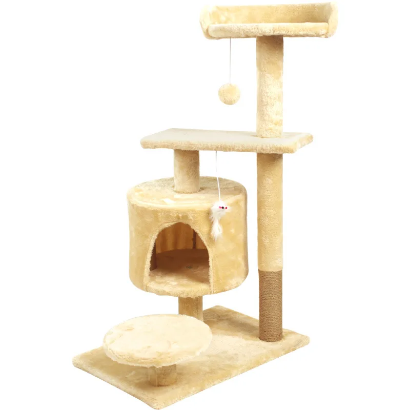 Multi-Layer Cat Tree Tower with Comfortable Perch, Stable Climbing Frame, Scratchboard Toy, Plush Fabric, House