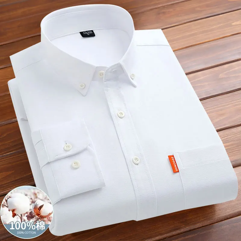 Men\'s shirt long sleeve 100% cotton spring/summer Oxford woven non-ironing anti-wrinkle Business casual high quality