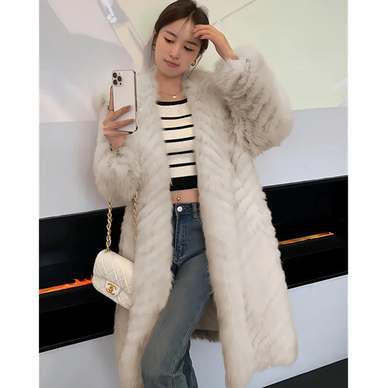 Women's Winter Faux Fox Fur Coats,Long Jacket,Female Loose Jacket, Thicken Warm Clothes, High Quality, Naval, New, 2024