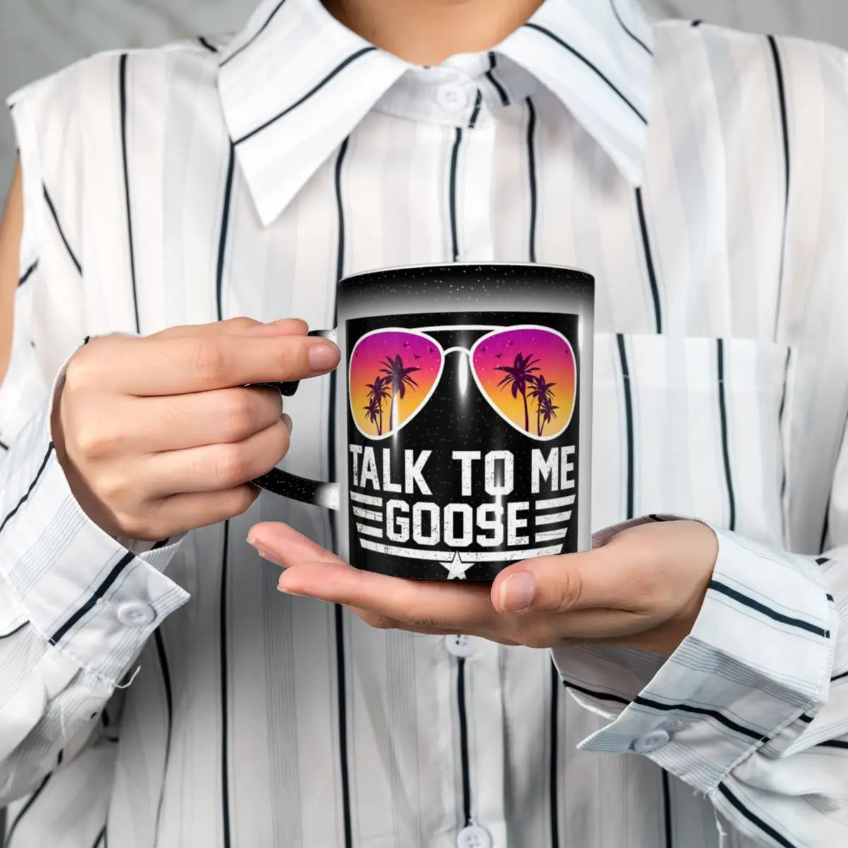 Talk To Me Goose Top Gun Maverick Tropical Sunglasses Mug Funny Ceramic Coffee Cups Tea Mugs Milk Cup Drinkware Gift for Friends