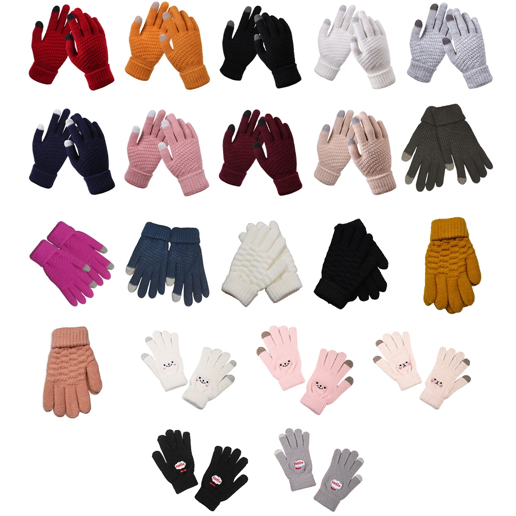 

Winter Gloves Hands Warmer Covers Simple Style Touch Screen Girls Glove