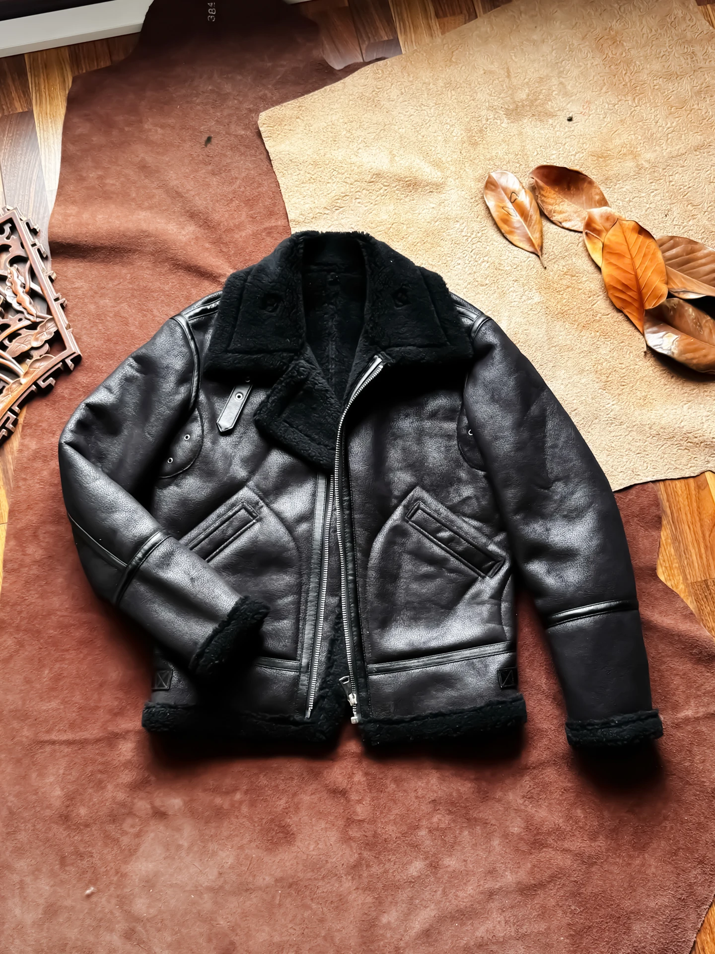 سترة ريترو شيرلينغ للرجال من جلد الغزال لراكبي الدراجات النارية بقصة ضيقة معطف شتوي قصير