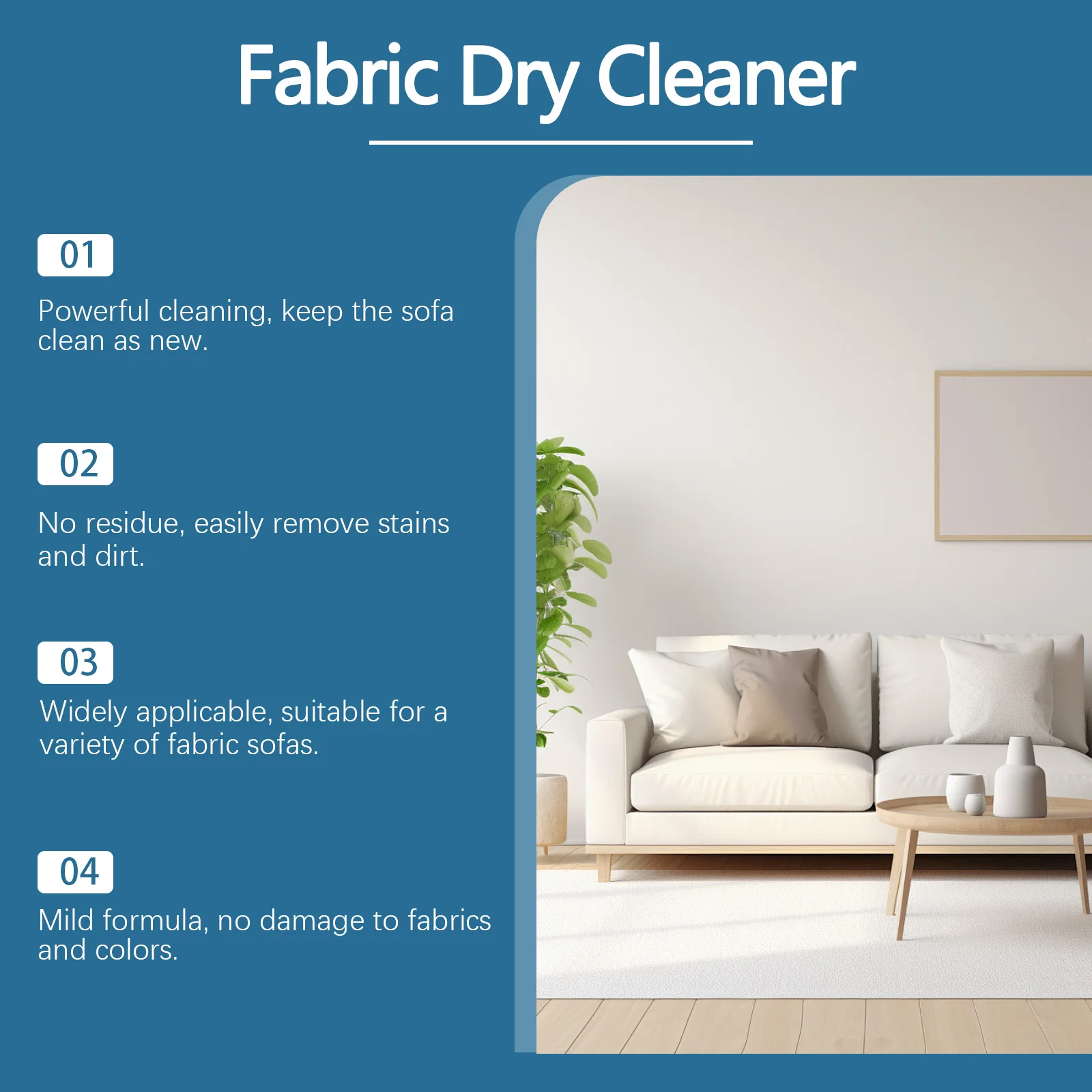 Fabric Sofa Foam Dry Cleaner Stain Remover Waterless Detergent Universal Home Cleaning for Living Room Sofa Cushions & Pillows