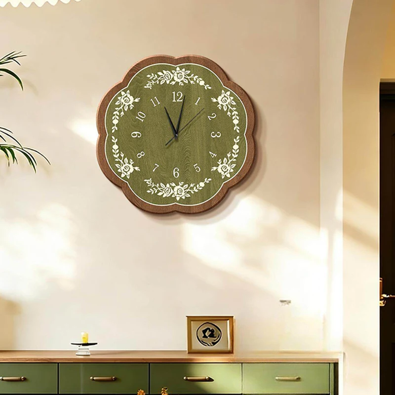Vintage Luxury Clock Wall Interior Art Mural Fashion Creative Xenomorph Wall Watch Aesthetic Wooden Wanduhr Home Decoration