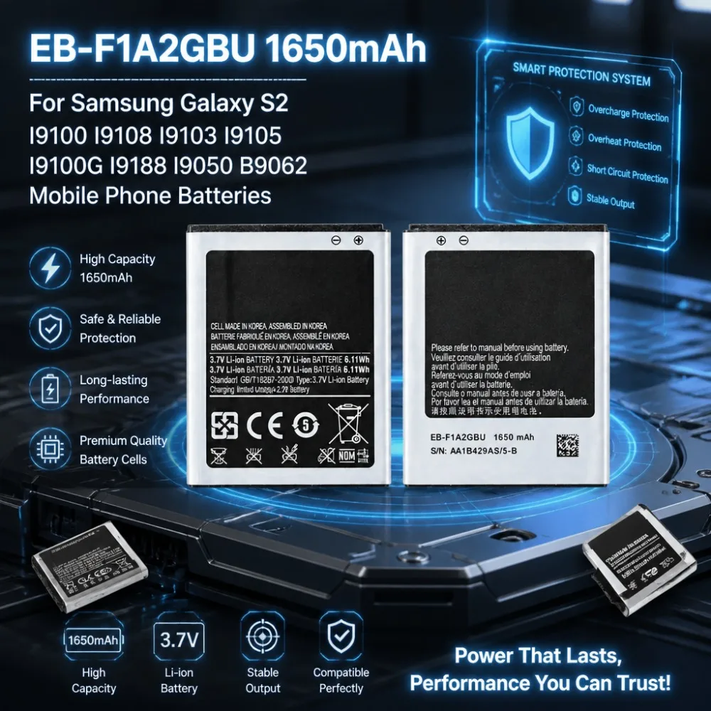 For Samsung Galaxy S2 I9100 I9108 I9103 I9105 I9100G I9188 I9050 B9062 Mobile Phone Batteries1650mAh EB-F1A2GBU 3.7V Battery