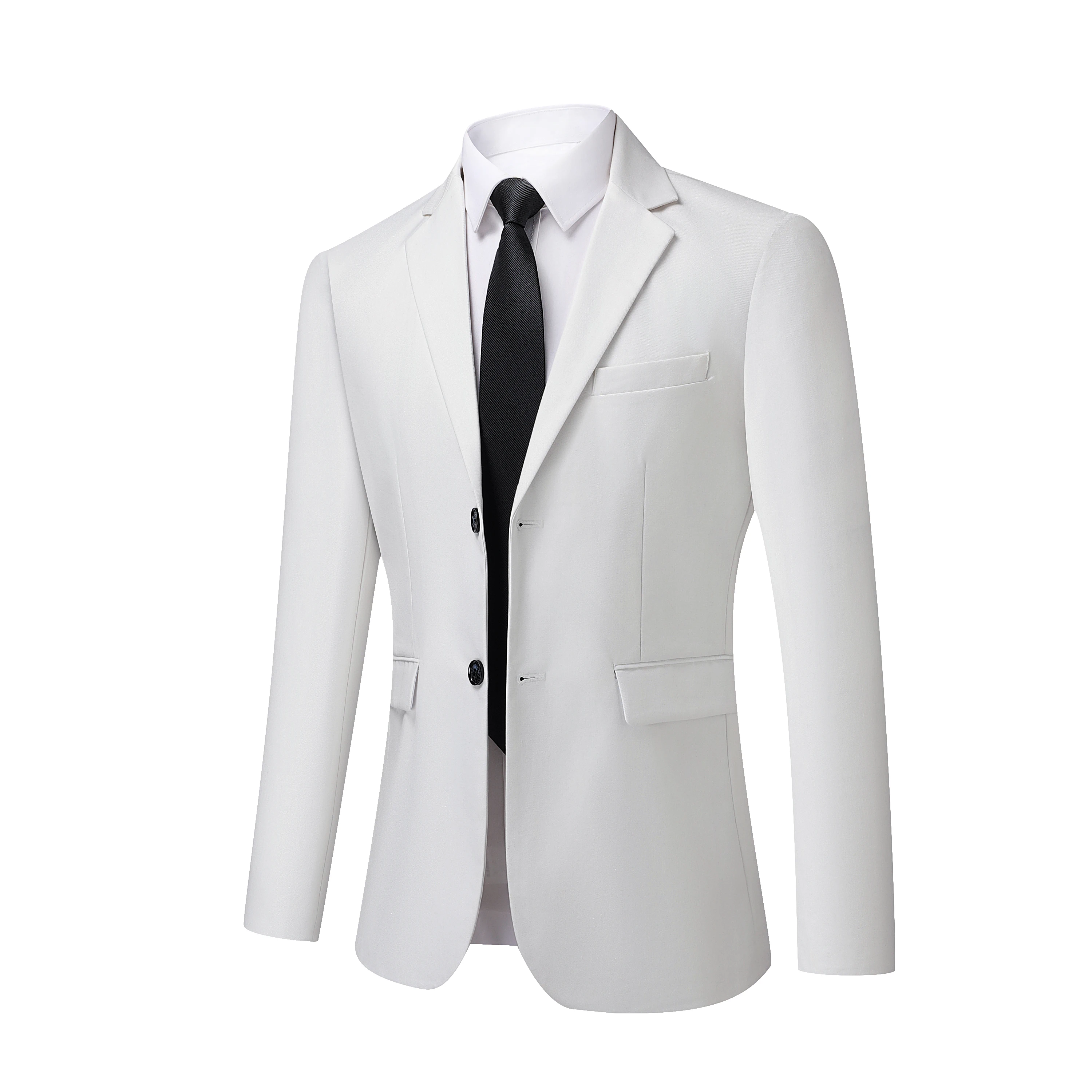 Men's White High-End Suit Two-Piece Suit Four Seasons Business Formal Wear Anti-Wrinkle Non-Stick Wool Suit Workplace Work Cloth - Image 4