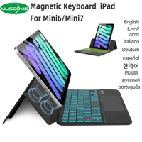 Funda con Teclado para iPad mini 7 A17 Pro (2024) y Mini 6 8.3 (2021), Funda de Cuero con Teclado para iPad Mini7 Mini6, Español, Bluetooth